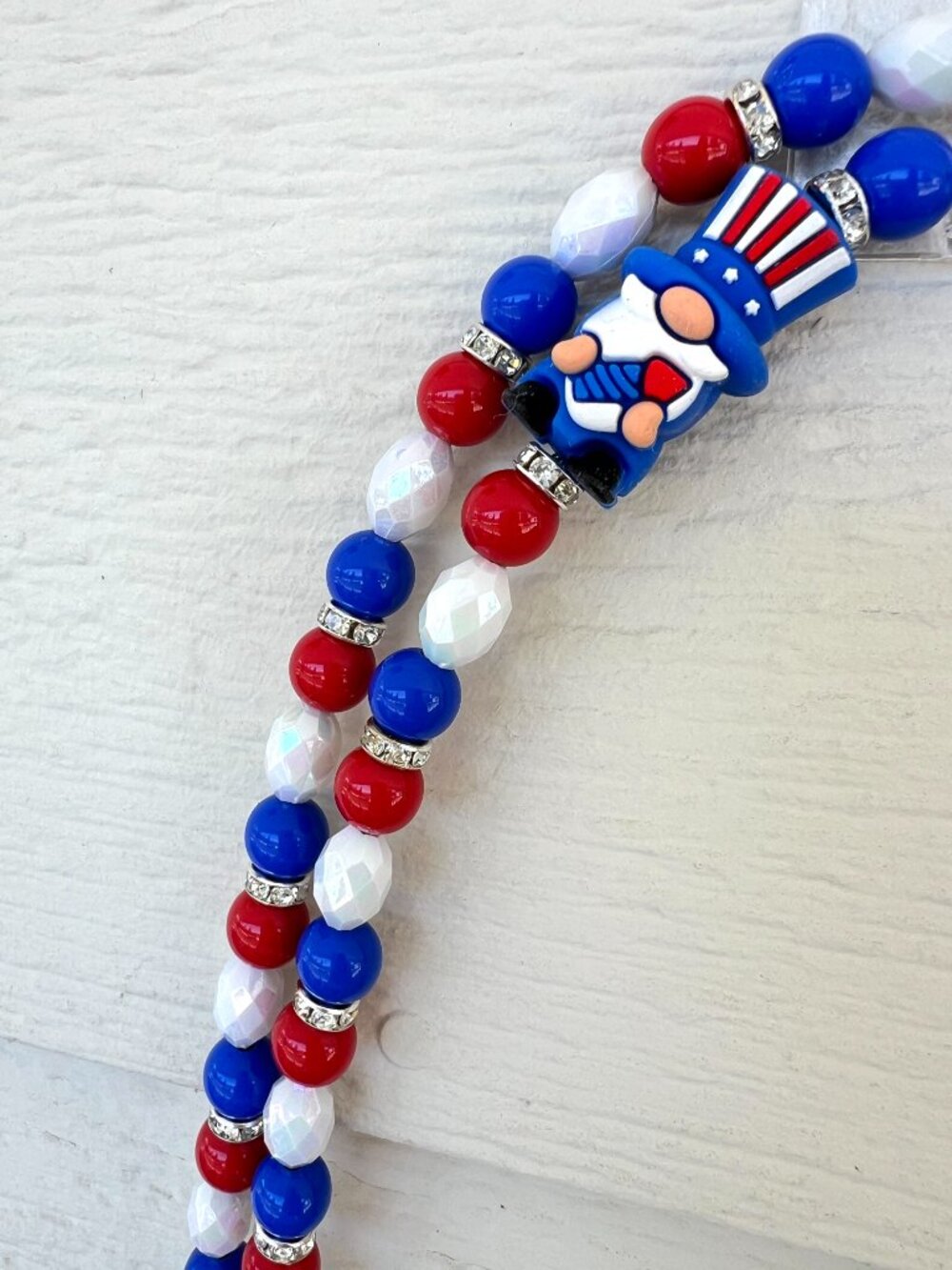Patriotic Gnome - Uncle Sam - Beaded Dog Leash - Handmade - 4th of July - Picture 7 of 10